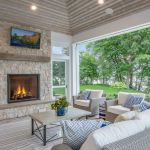 Heat-n-Glo True series gas fireplace in outdoor veranda