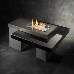 Uptown Black Linear Gas Fire Pit Table