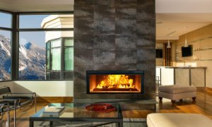 Renaissance Linear Split Pane Wood Burning Fireplace