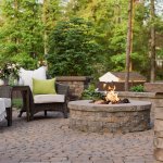 Custom outdoor gas fire pit with hardscape pavers