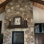 Renaissance Rumford 1000 wood fireplace with Cinnamon Bark Ledgestone and Canyon Creek Fieldstone