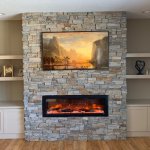 Amantii electric fireplace with Greystone Gold estate stone