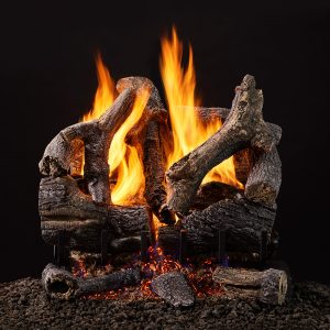 a fire burning in a fireplace
